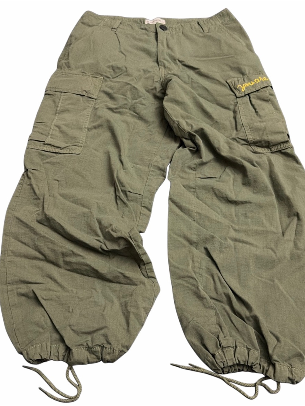 Lucky Brand Los Angeles Green Khaki Embroidered Pants